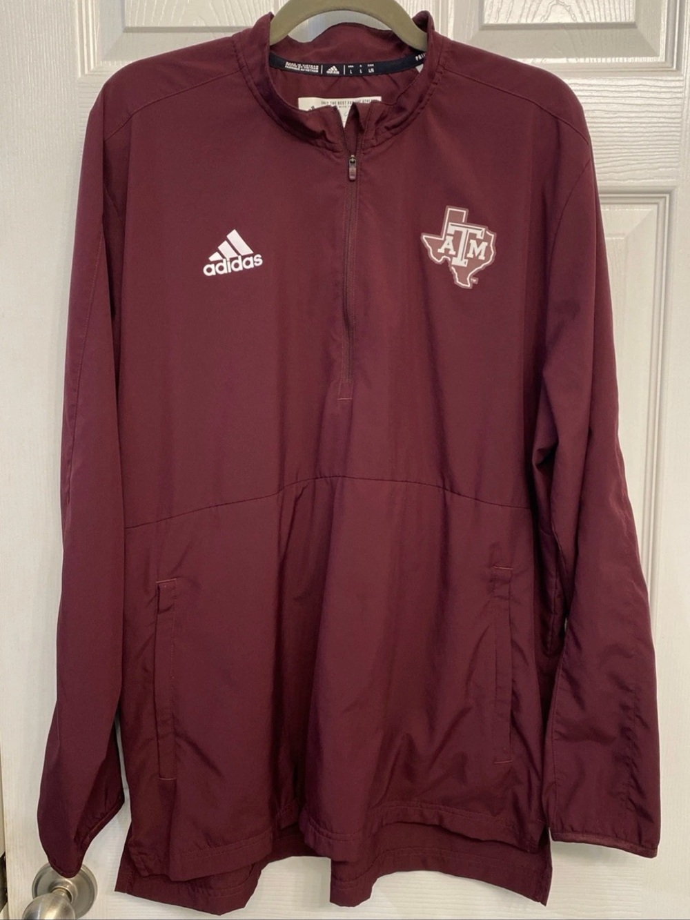 adidas Maroon Lightweight Half-Zip Pullover Jacket Texas A&M